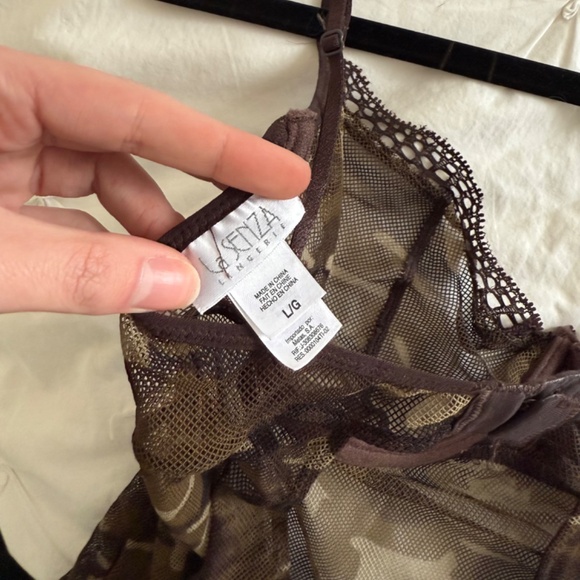 VINTAGE y2k La SENZA camo mesh babydoll lace lingerie slip - Picture 9 of 9